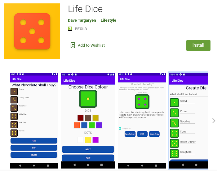 Life Dice Play Store